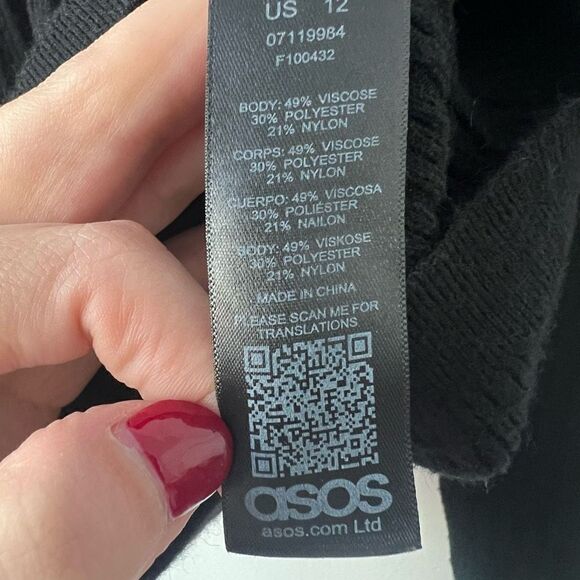 Asos Womens Black Ribbed Knit Crew Neck Sweater Size 12 - Picture 5 of 7